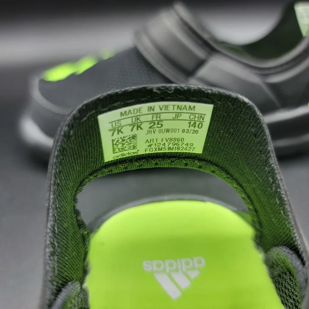 Adidas FortaSwim I Toddlers Swim Shoe Size 7C Black Neon Green Little Kids New